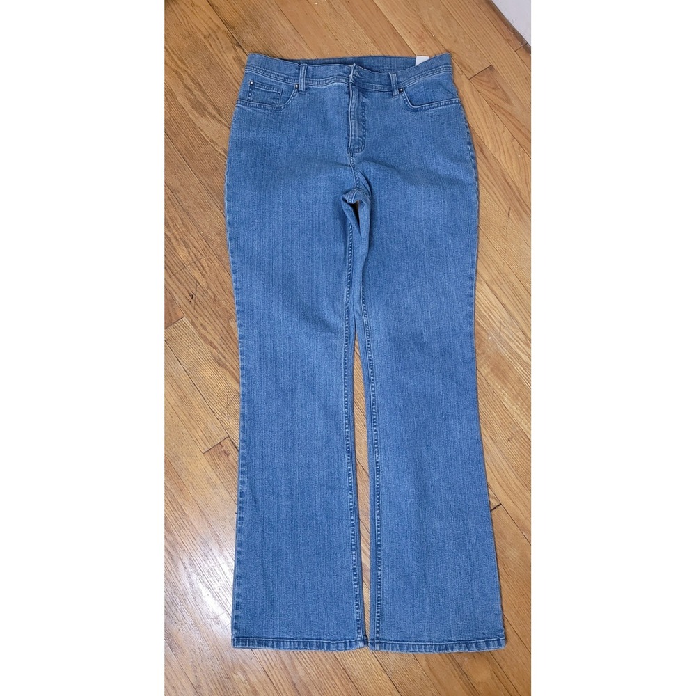 Denim & Co. Size 14 Tall Boot Cut Jeans Medium Wash Cowgirl Boho Biker Hipster